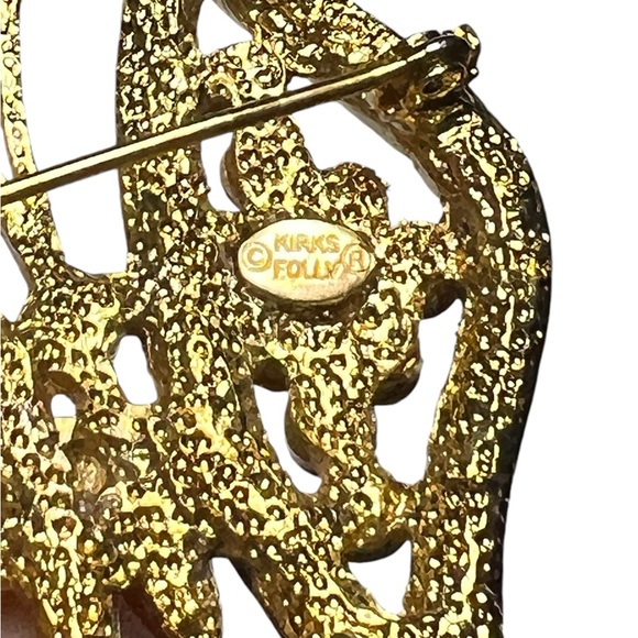 Vintage Kirk’s Folly Rare Gold tone Butterfly Rhinestone Brooch Pin Signed - Picture 5 of 10
